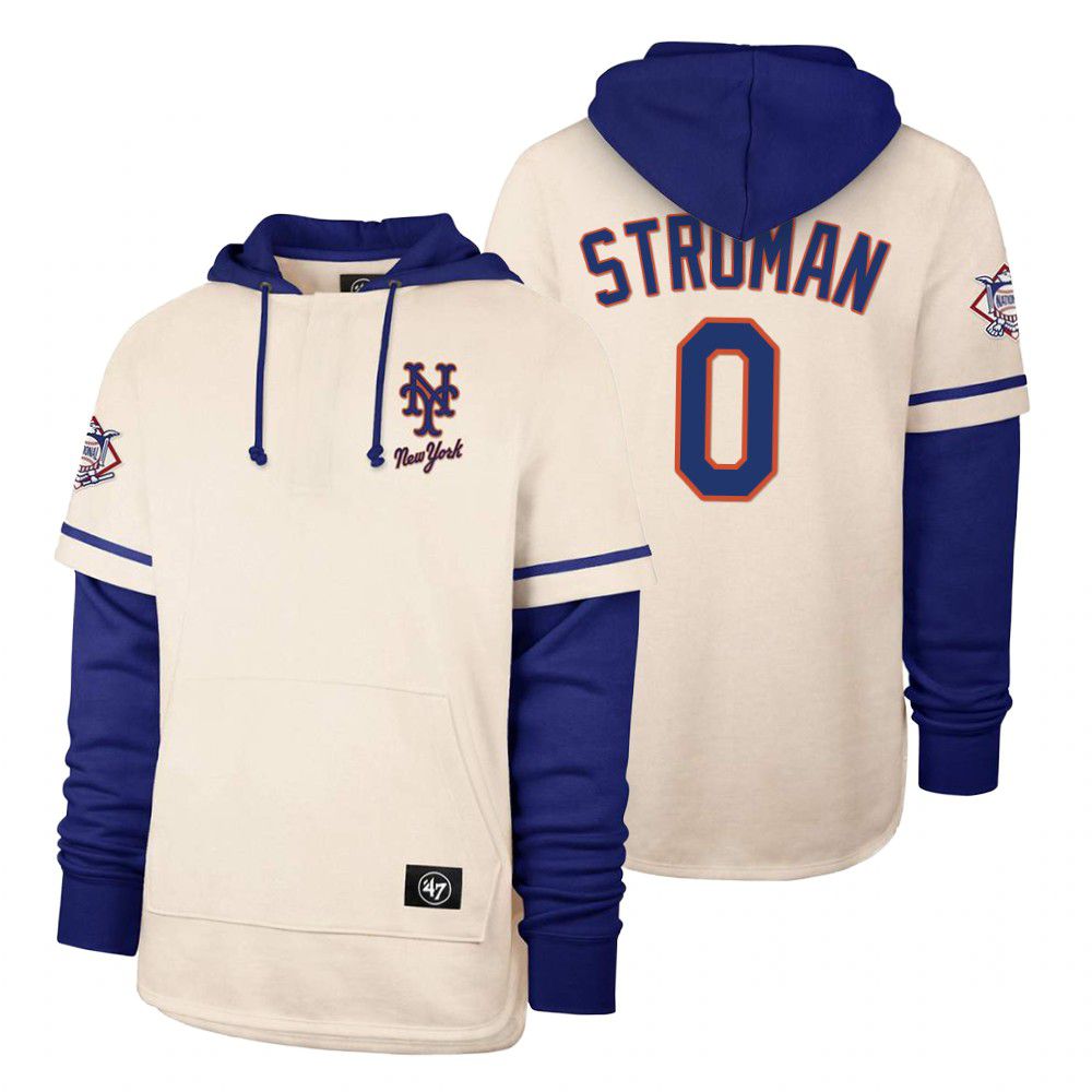 Men New York Mets #0 Stroman Cream 2021 Pullover Hoodie MLB Jersey->seattle mariners->MLB Jersey